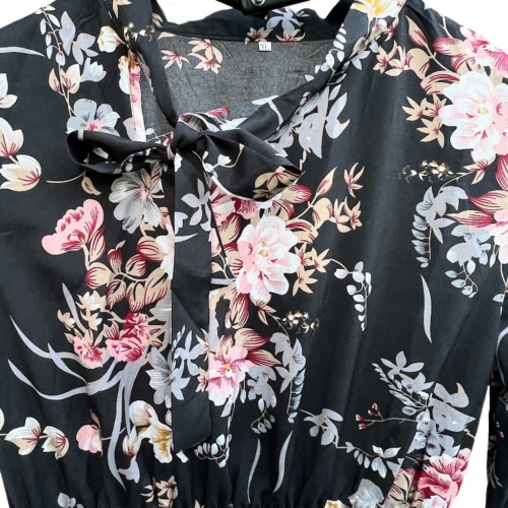Floral Print Split Midi Cotton/Poly Dress NWT Size XL - Picture 8 of 12